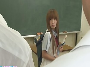 Two Guys Fuck Sana Tight Holes In Class