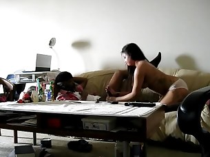 Asian girl fucking her older black sugar daddy on hidden cam