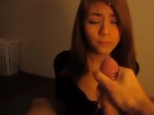 Asian student does blowjob