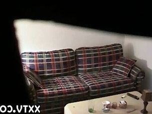 Hidden cam catches asian girl on couch
