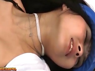 Asian Girl In Police Uniform Licked Fucked With Toy By A Nurse On The Bed In The