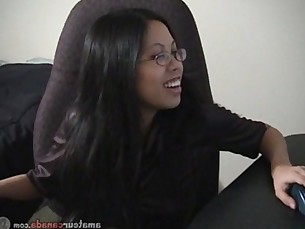 Asian office girl fingers wet pussy upskirt and stripteases