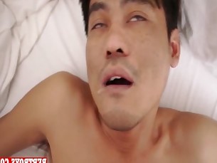 Eddy swallows and takes my big white cock in all of his holes