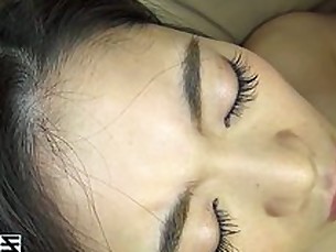 Skinny Asian honey gets her hairy puss rammed